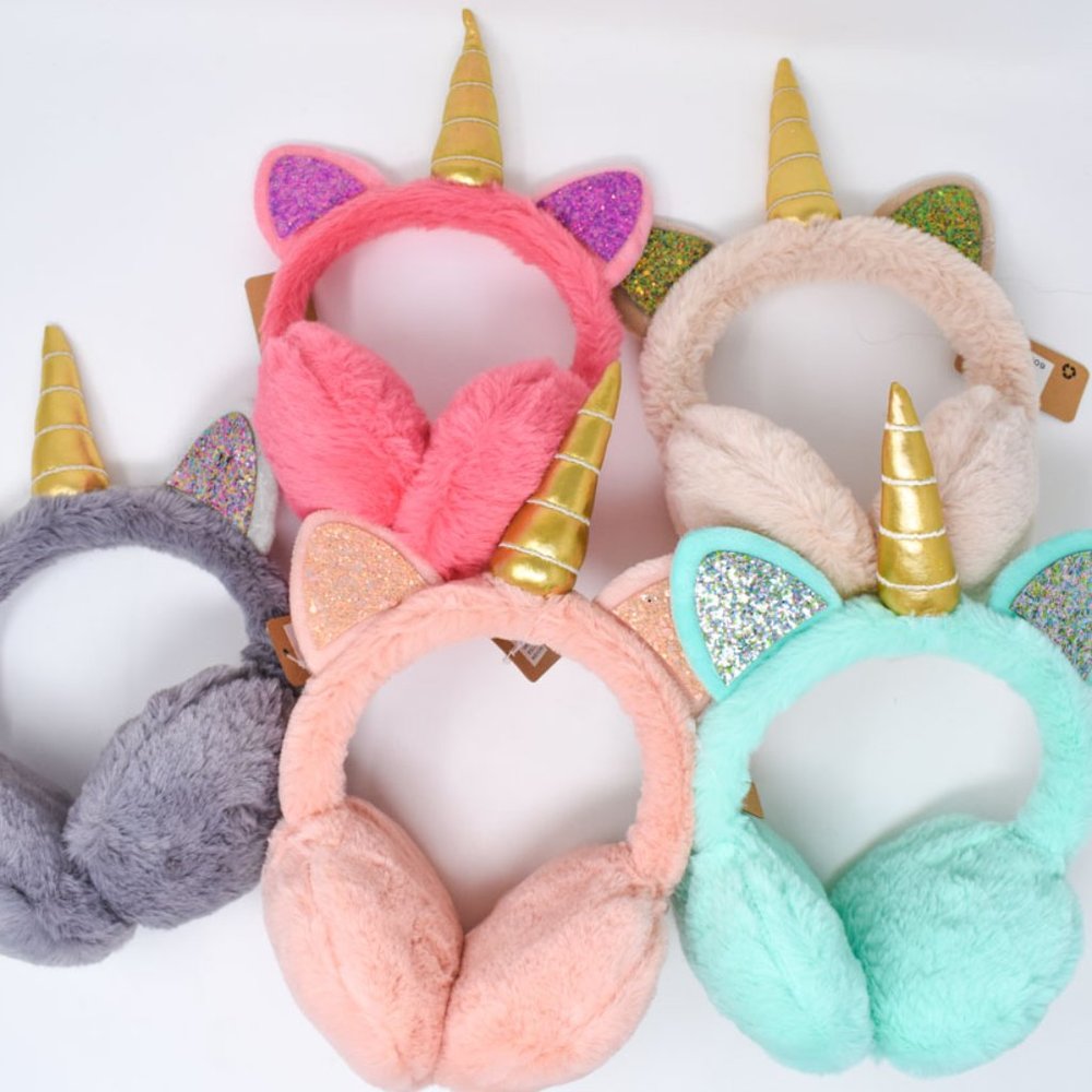 Unicorn Kids/Adult Solid Plush Adjustable Earmuff - Picture 1 of 13